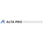 Alta pro insurance logo. blue A, black and grey lettering