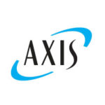 Axis logo, black letters, blue accent